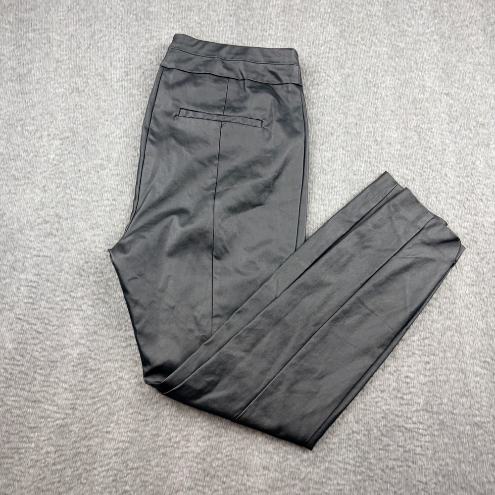 New York & Company Black Faux Leather Slim‎ Leg Pants Women's L Large CN010016